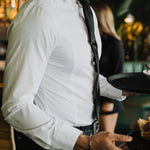 Men's Work Shirt slim fit white sweat-proof dress shirt with 4-way stretch and anti-microbial fabric technology
