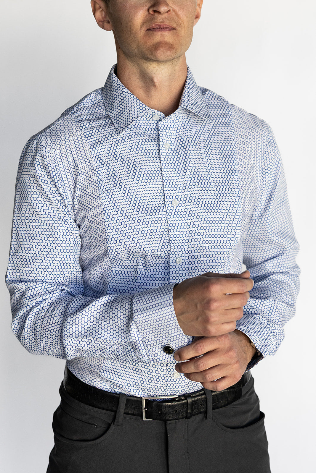 Men's HEX Nº 6 WorkShirt in Glacier, long sleeve front view