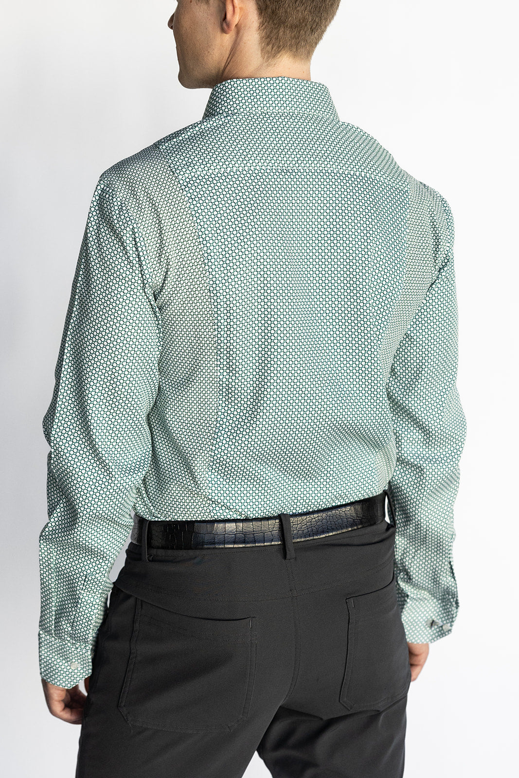 Men's HEX Nº 6 WorkShirt in Emerald, long sleeve back view