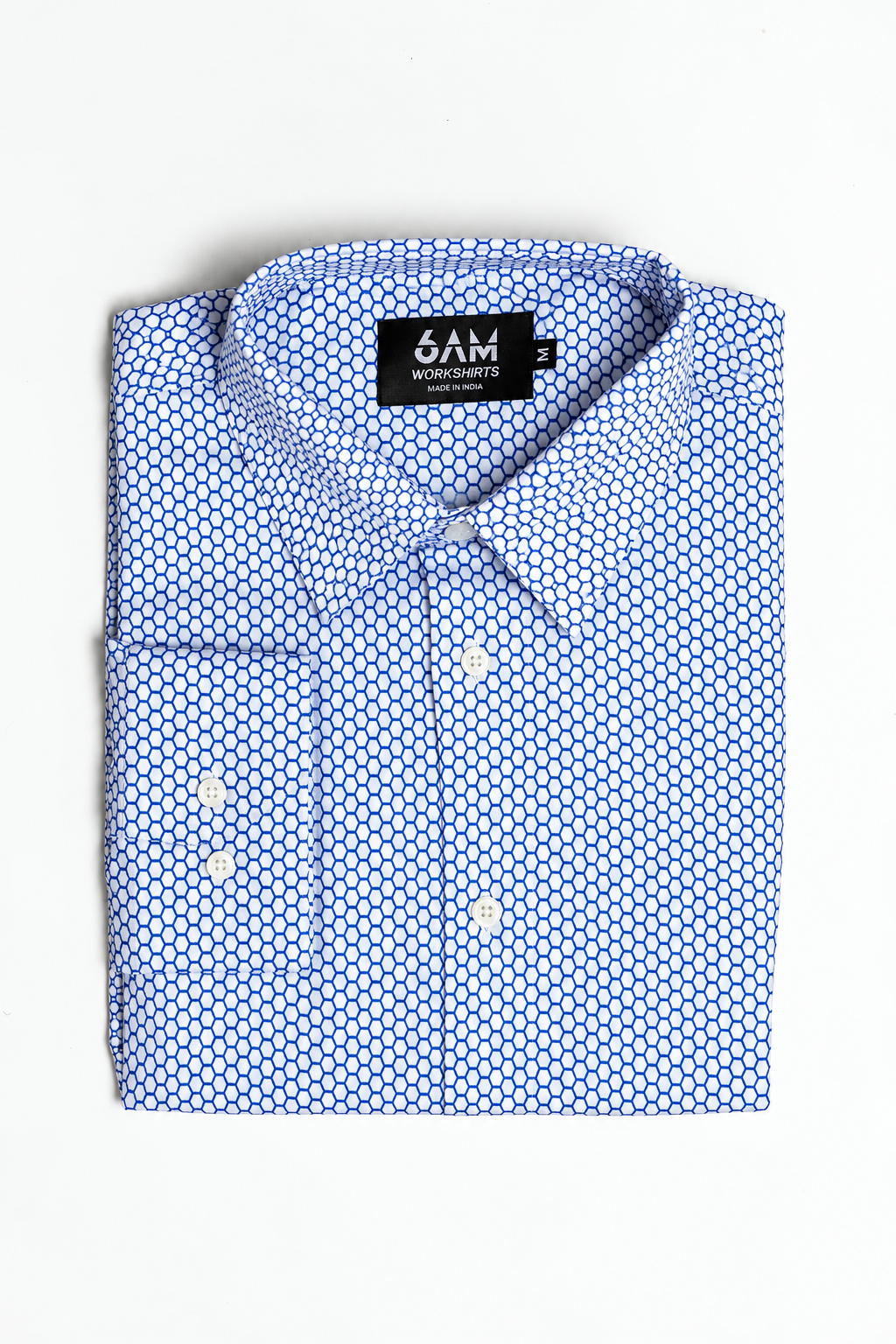Men's HEX Nº 6 WorkShirt in Glacier, folded overhead product view
