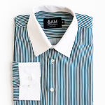 Striped shirt with white collar and buttons on a white background