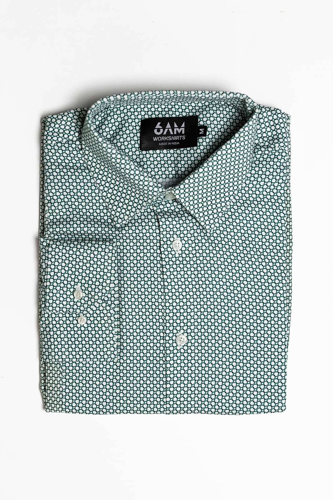 women's HEX Nº 6 WorkShirt in Emerald, folded product view
