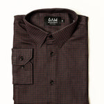 Folded men's long-sleeve Bordeaux Arrowhead WorkShirt showing the burgundy and black geometric pattern, collar and cuff.