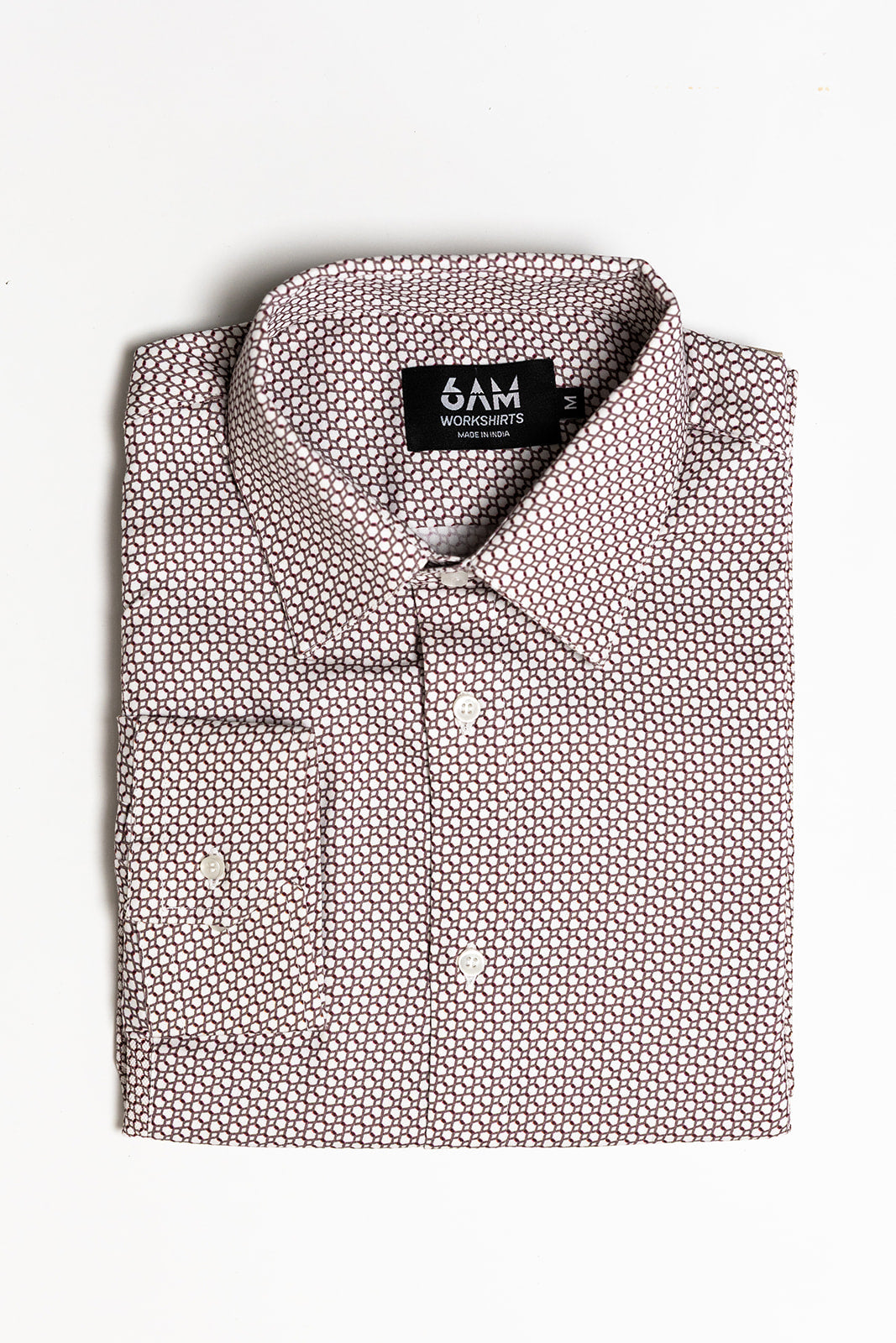 Men's HEX Nº 6 WorkShirt in Ruby, folded overhead product view