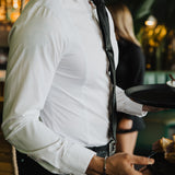 Men's Work Shirt slim fit white sweat-proof dress shirt with 4-way stretch and anti-microbial fabric technology