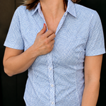 Women's HEX Nº 6 WorkShirt in Glacier, short sleeve back and side view